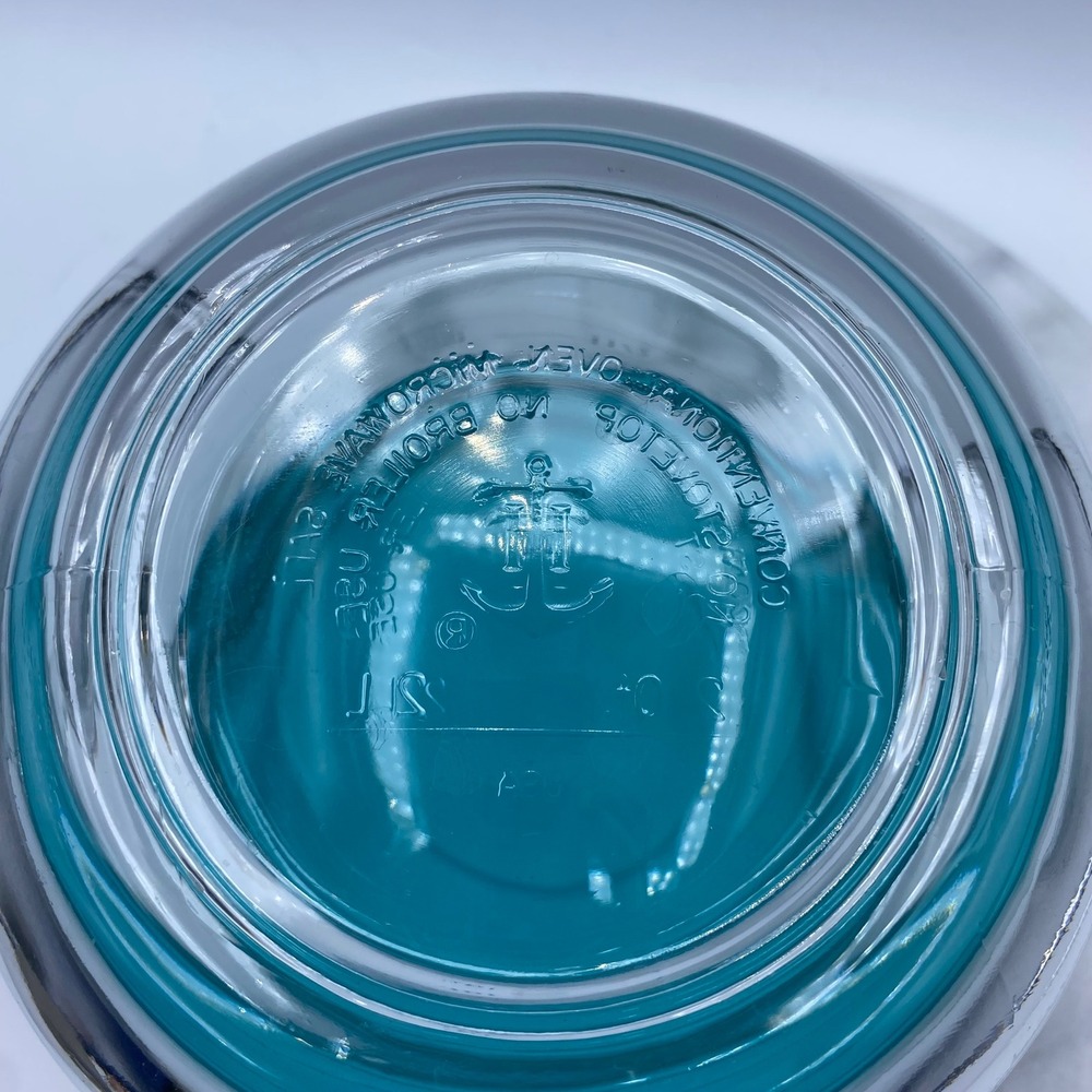 Anchor Hocking 2 Quart Glass Batter Bowl with Teal Silicone Lid Clear 8 Cup 2L - Picture 3 of 10
